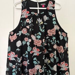 Vince Camuto Black Multicolor Floral Blouse